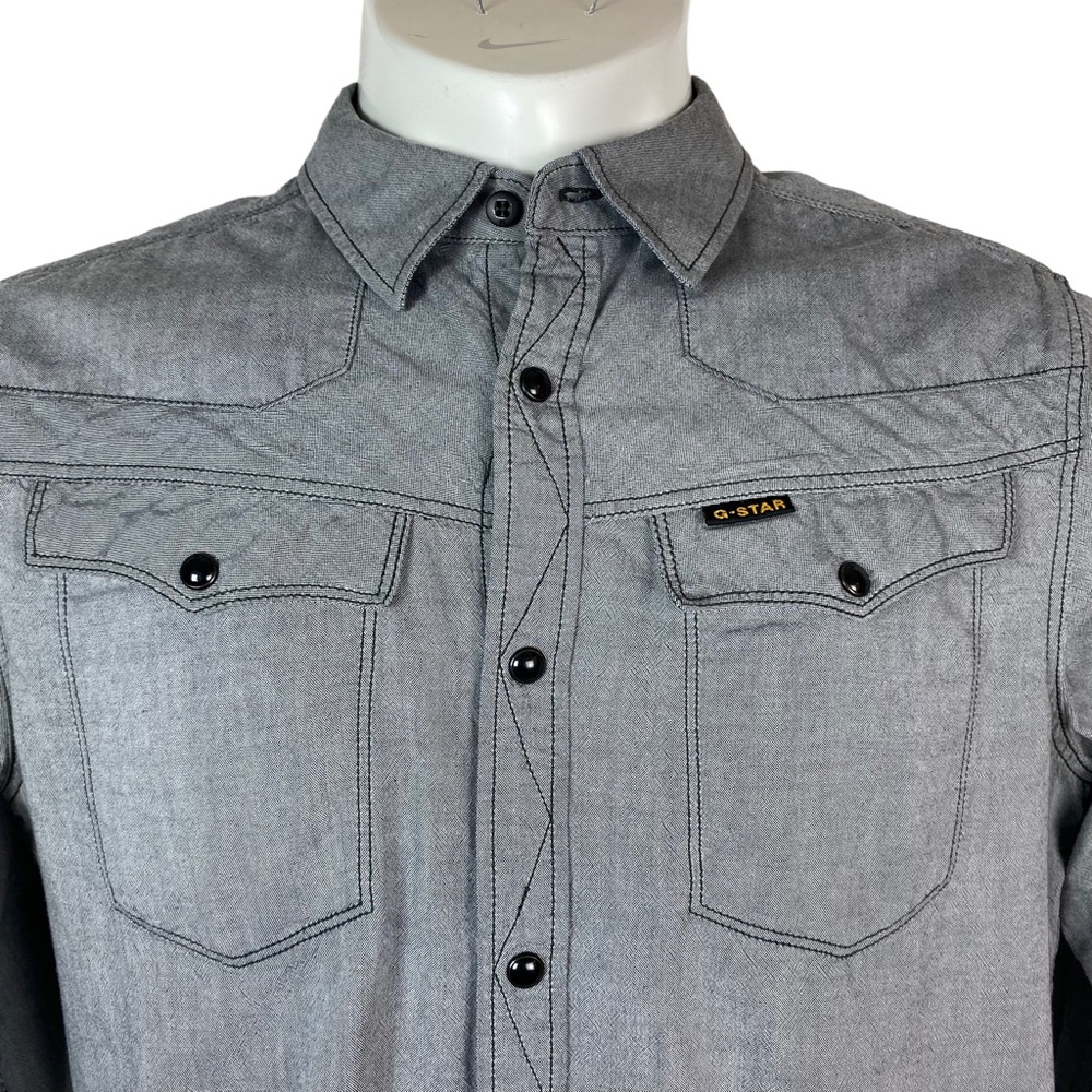 G Star Raw - Tailor Shirt - Gray Snap Front LARGE